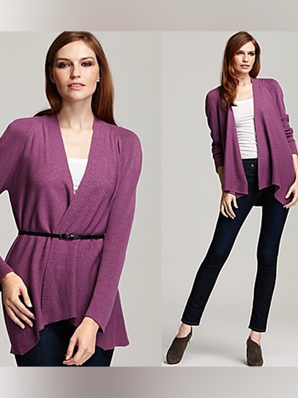 Eileen Fisher Drape Open Front Cardigan Sweater Size Small Linen Cotton Blend
